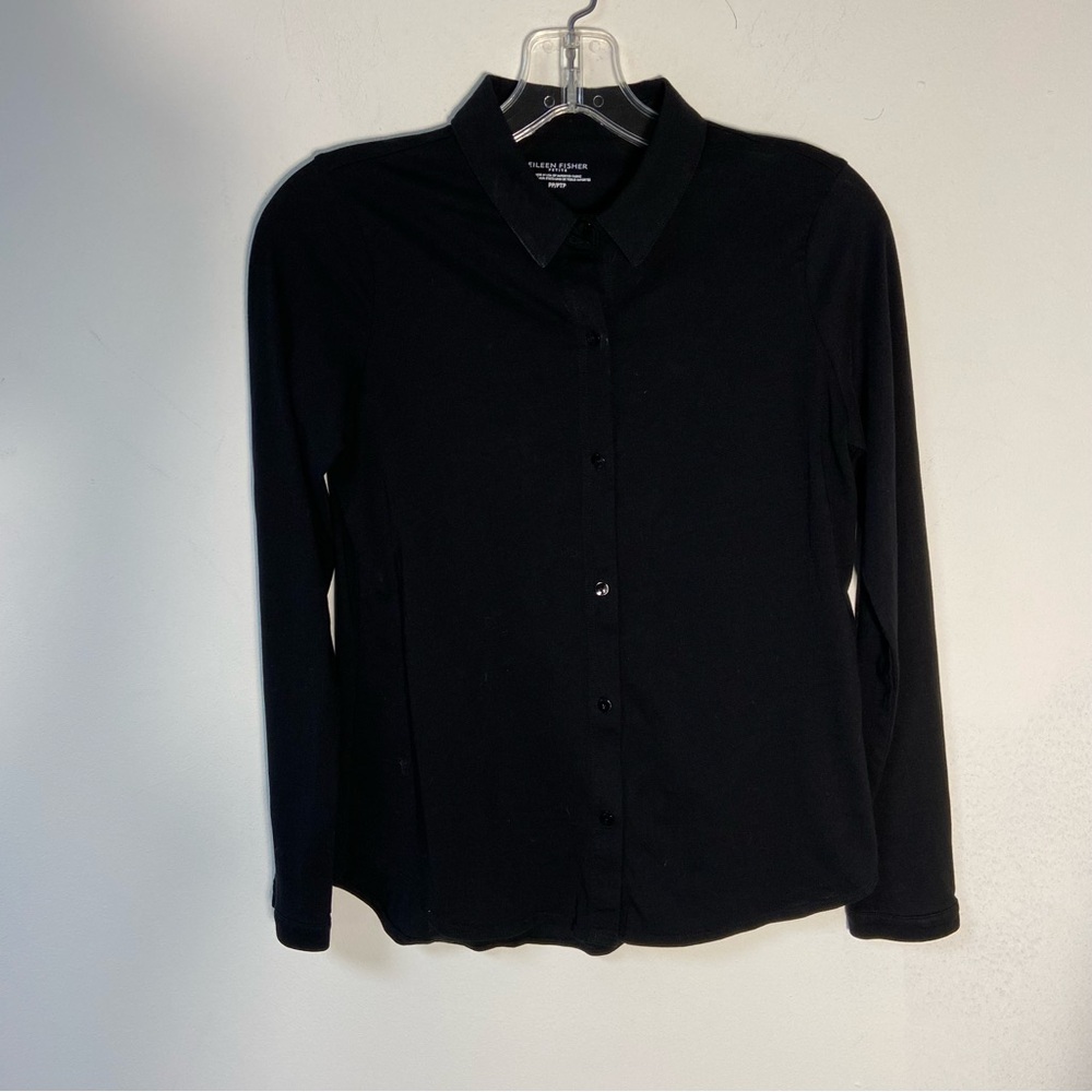 Eileen Fisher Ladies Shirt Top Black Long Sleeve Size Petite